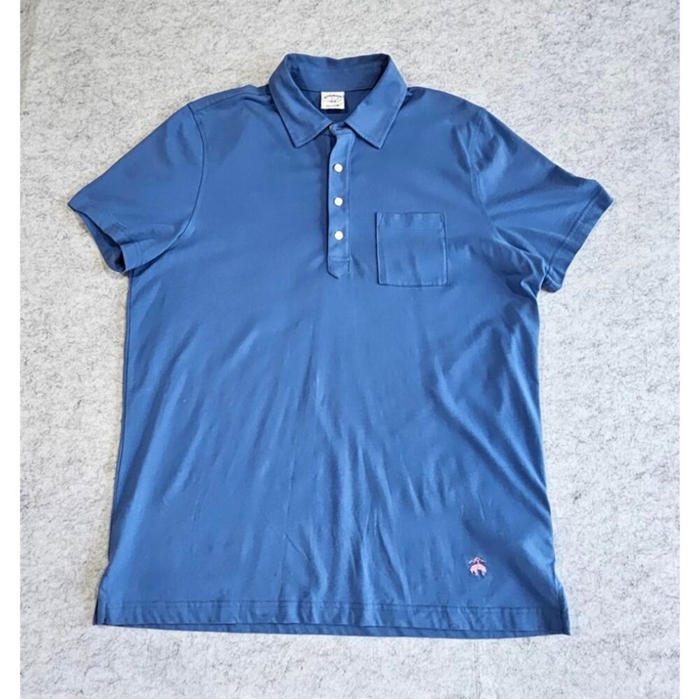 Brooks Brothers 1818 Polo Shirt Blue 100% Cotton Preppy Golf Short Sleeve,  Sz L
